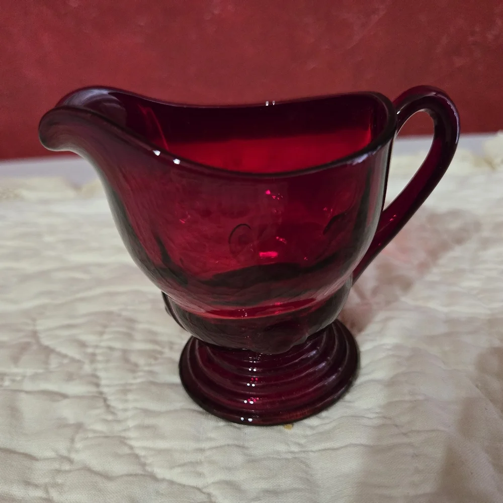 Vintage New Martinsville Ruby Red Mini Creamer - Picture 1 of 12
